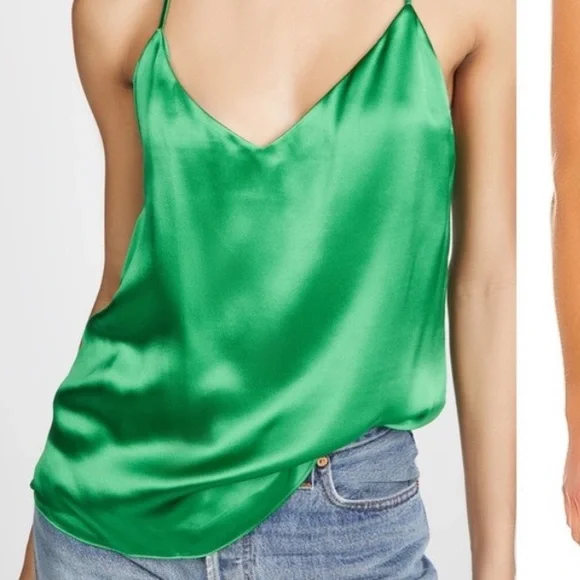 NWT L'AGENCE Kylee Racerback Silk Tank Top Blouse Size Medium Green - Picture 1 of 9